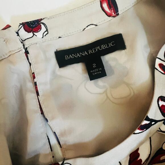 Banana Republic Floral Multicolor Print Short Sleeve Dress Size 2 - Picture 5 of 8